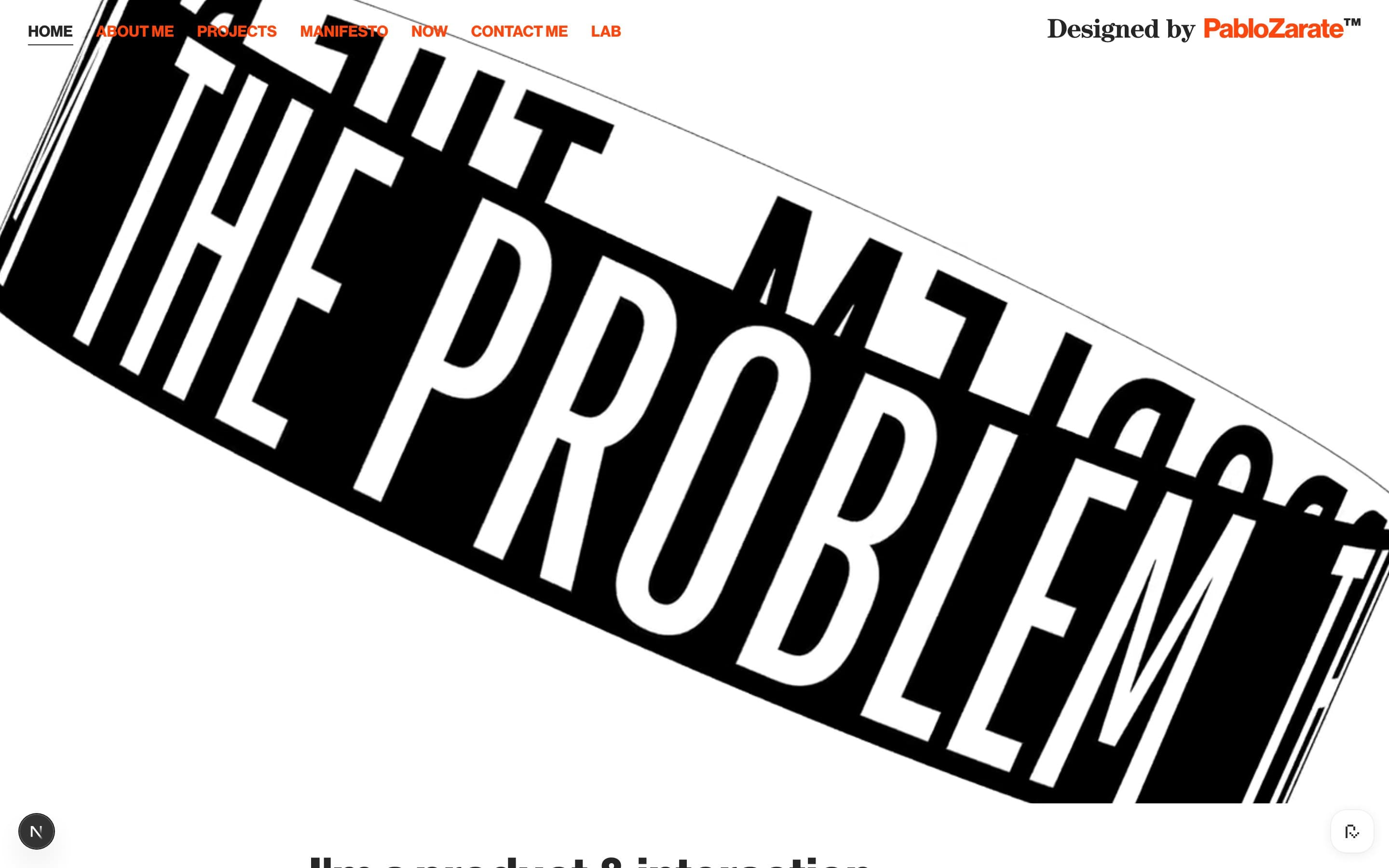 Homepage of pablozarate.com on desktop